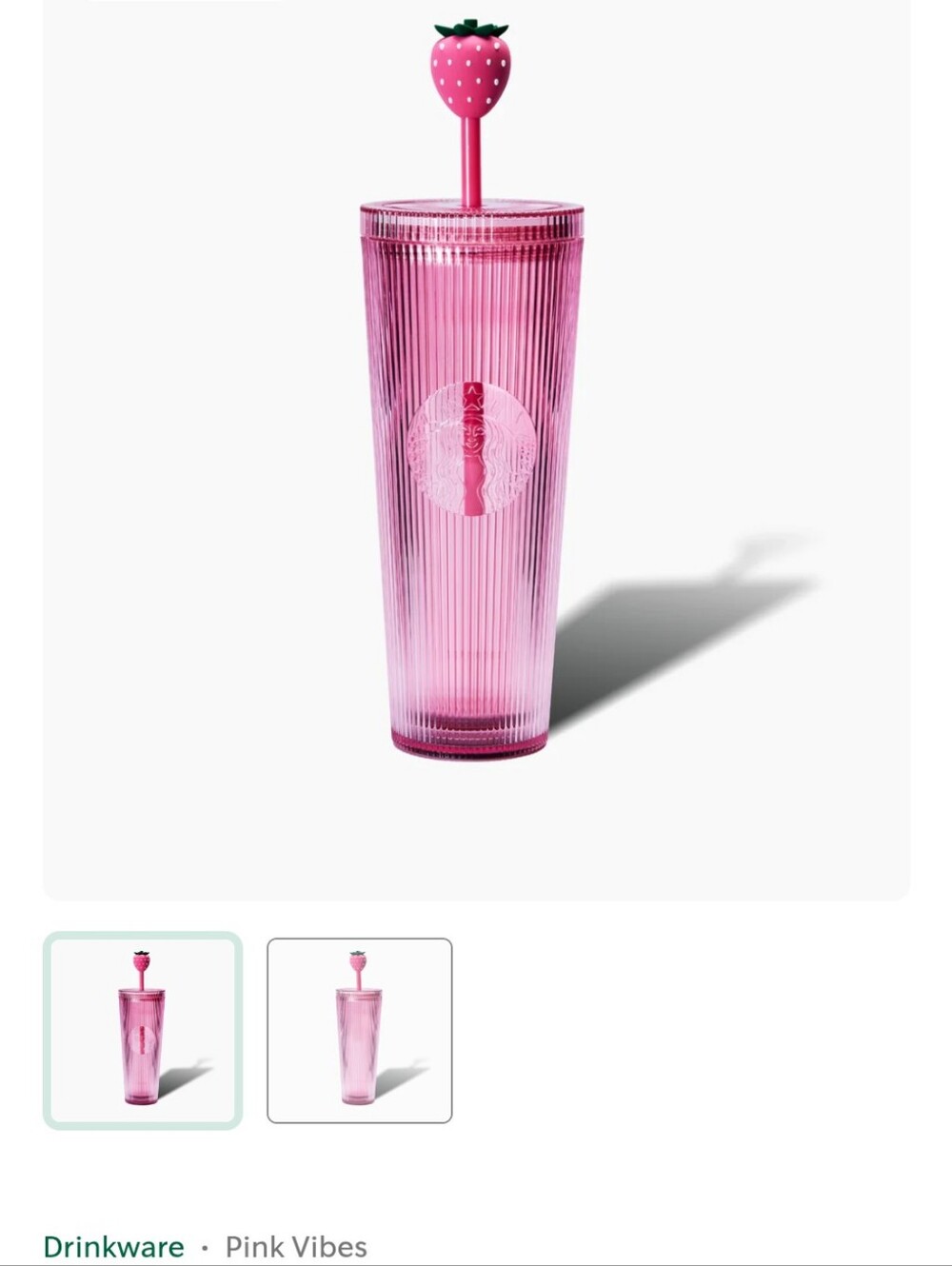 Starbucks Pink Pleated Tall Tumbler with Straw- Strawberry Collection